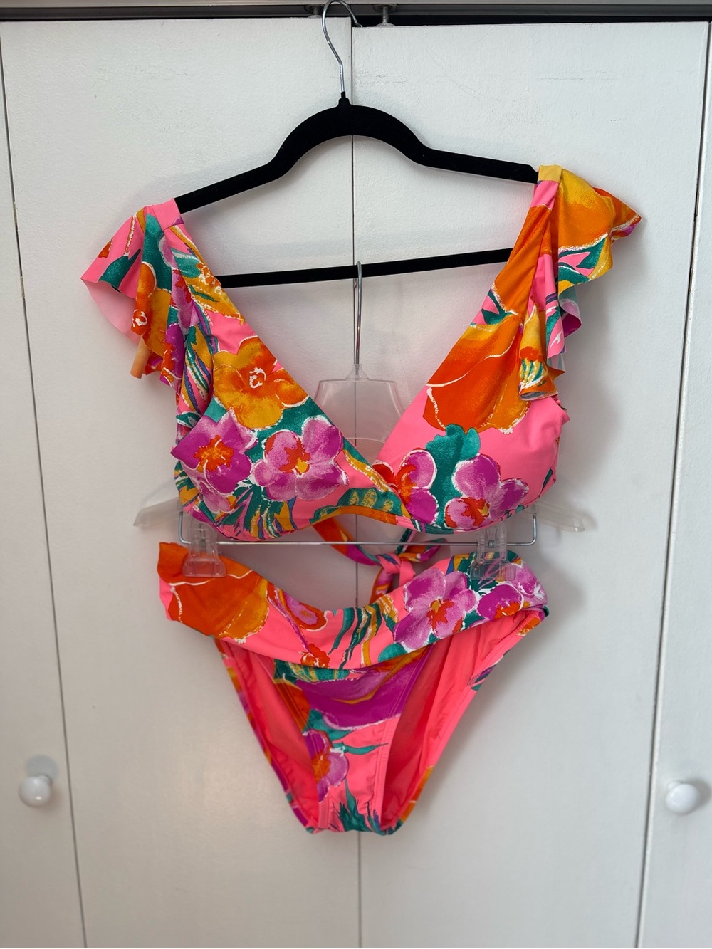 La Blanca HOT CORAL Isla Del Sol  Bikini Swim - Bottom Size 12 - Top Size 10